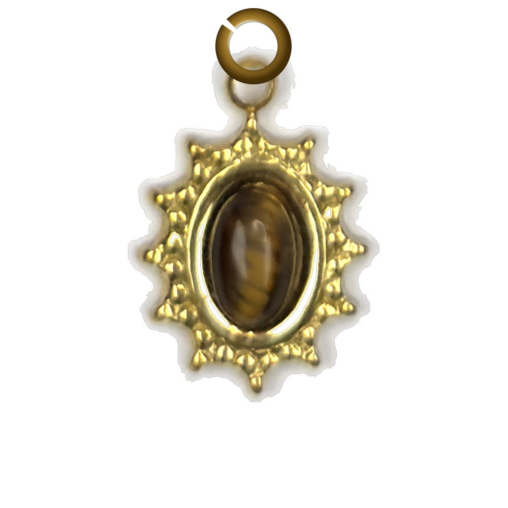 Sunburst Stone Charm - Tiger Eye charm with jump ring