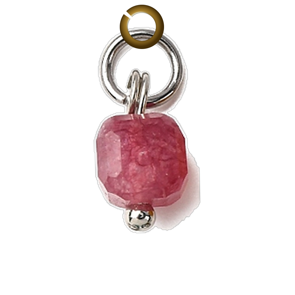 Cube Stone Charm - Dark Pink charm with jump ring