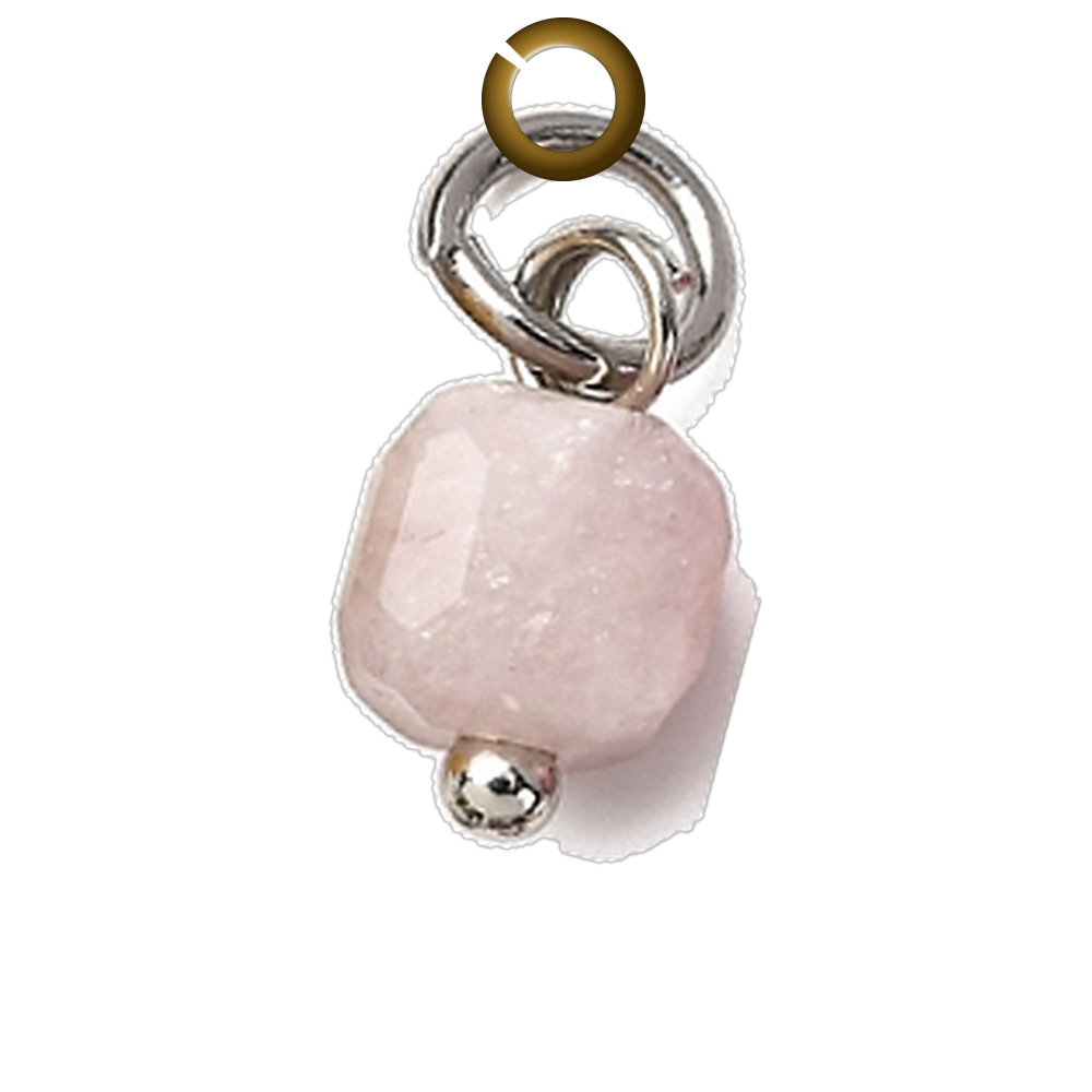Cube Stone Charm - Light Pink charm with jump ring