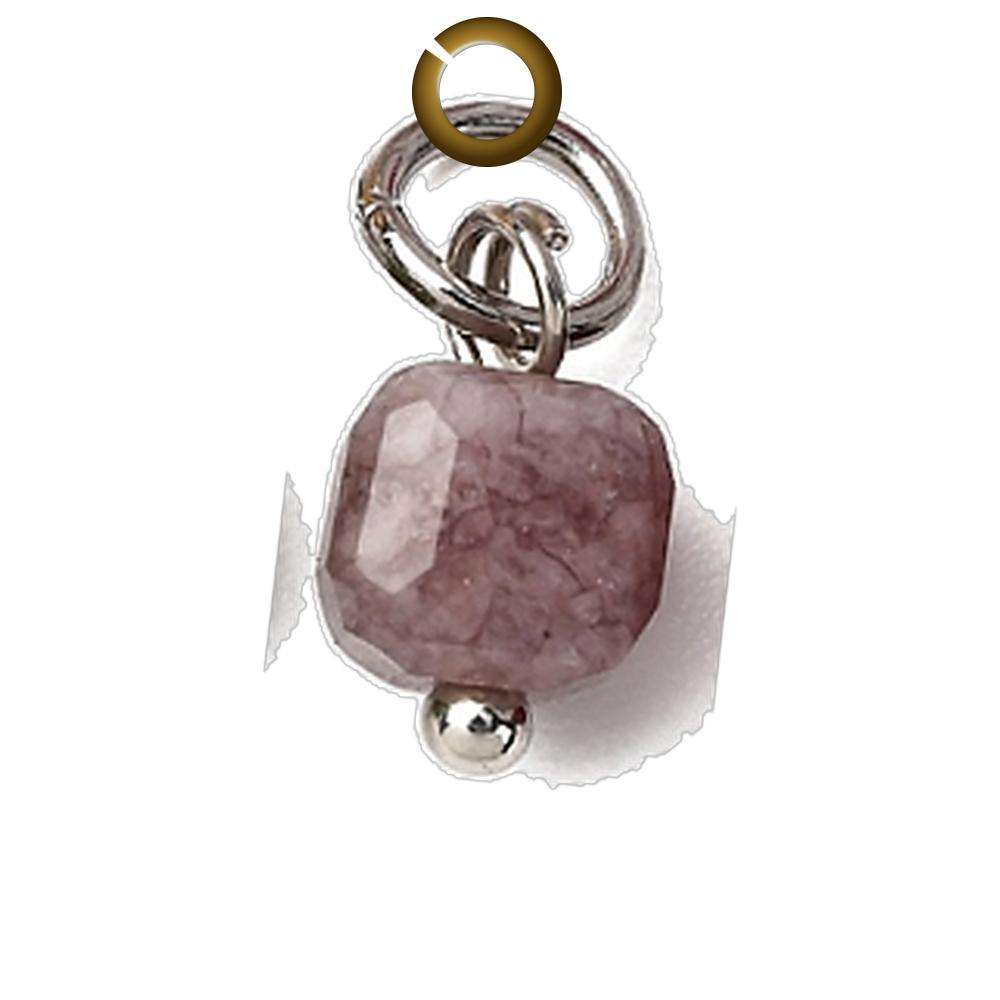 Cube Stone Charm - Mauve charm with jump ring