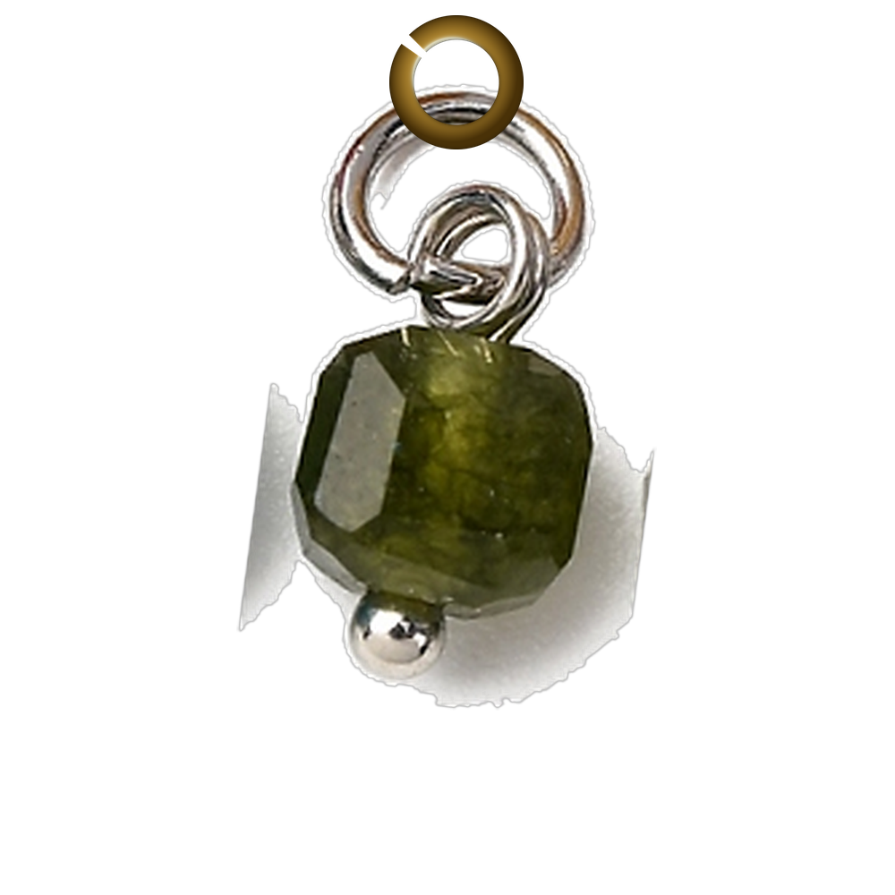 Cube Stone Charm - Olive Green charm with jump ring