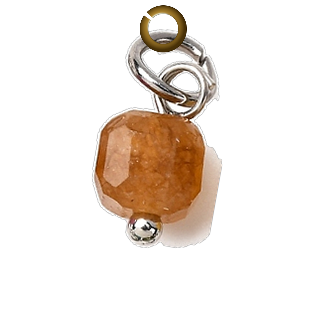 Cube Stone Charm - Orange charm with jump ring