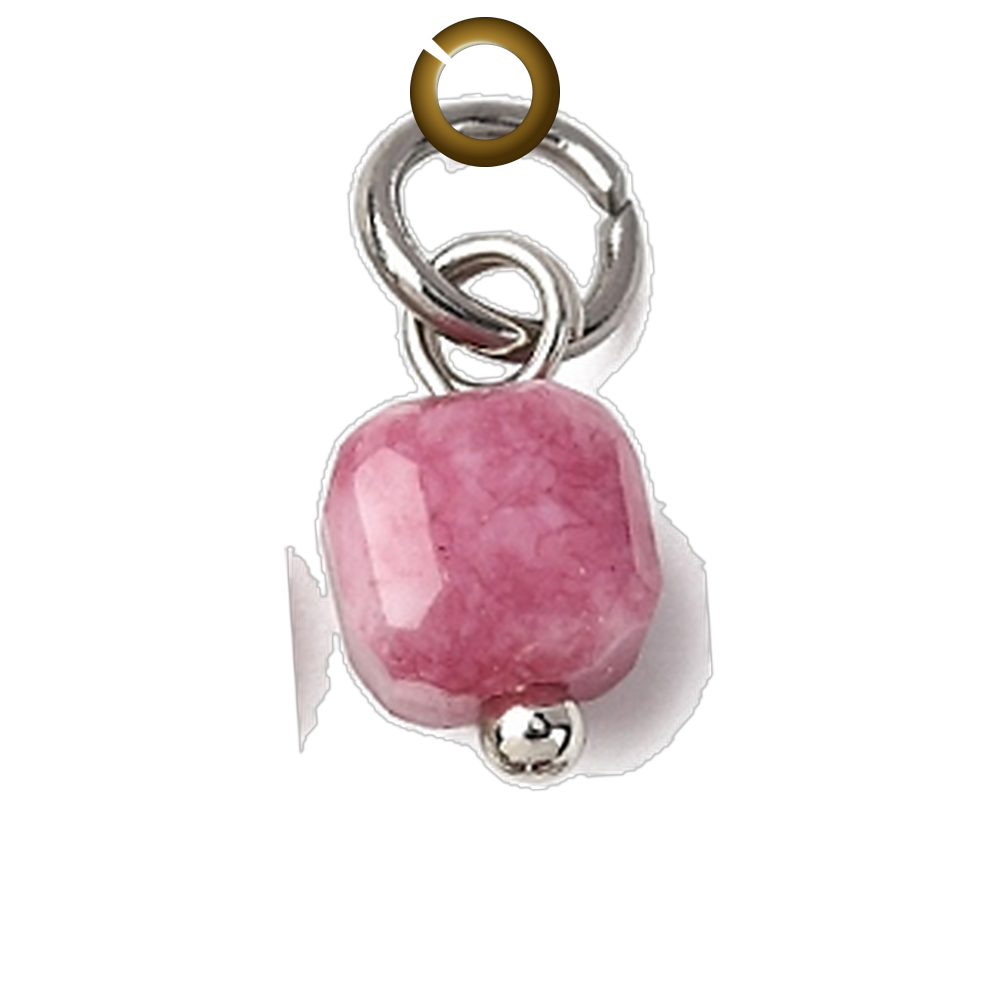 Cube Stone Charm - Pink charm with jump ring