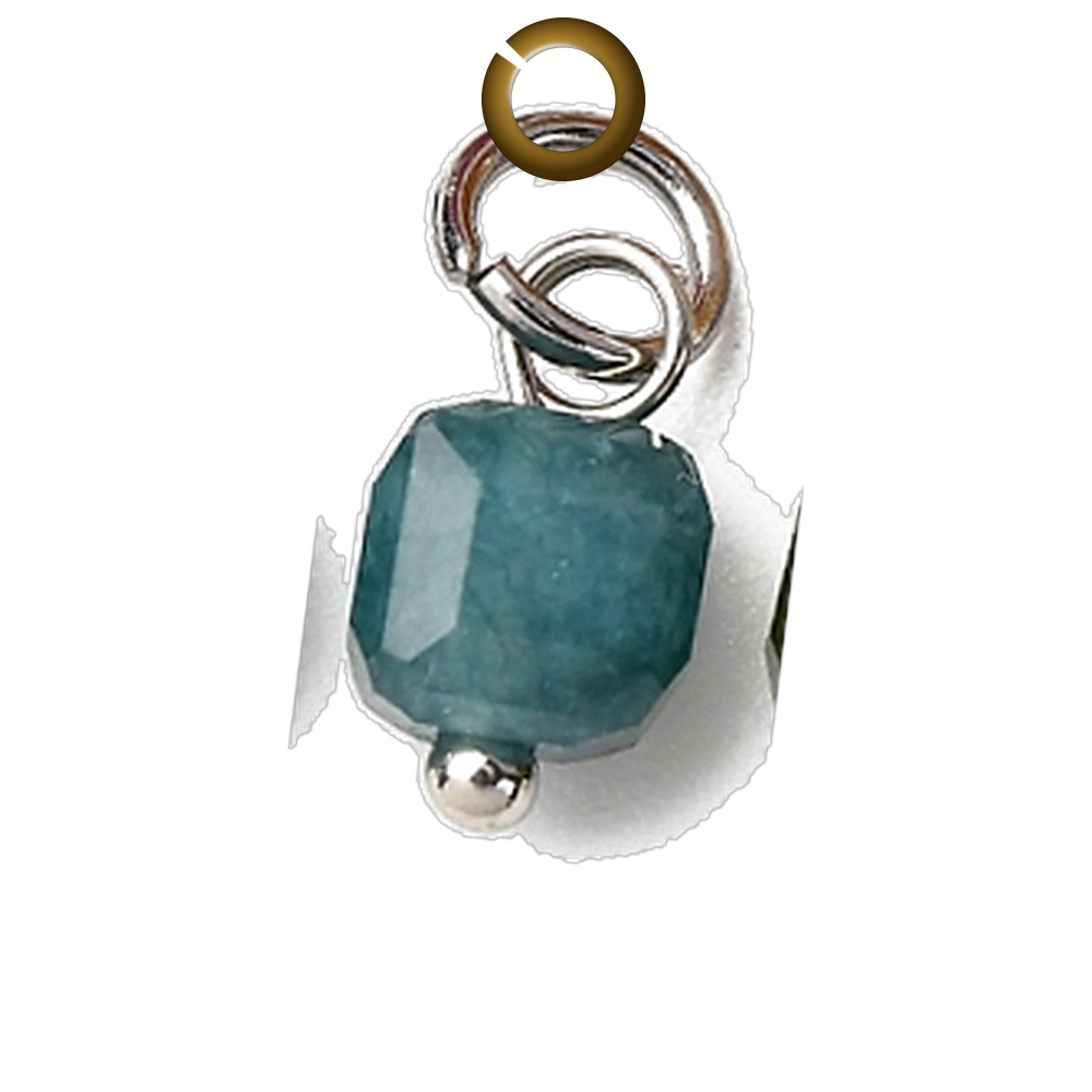 Cube Stone Charm - Teal charm with jump ring