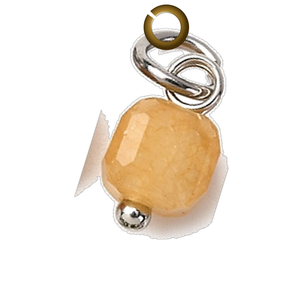 Cube Stone Charm - Yellow charm with jump ring