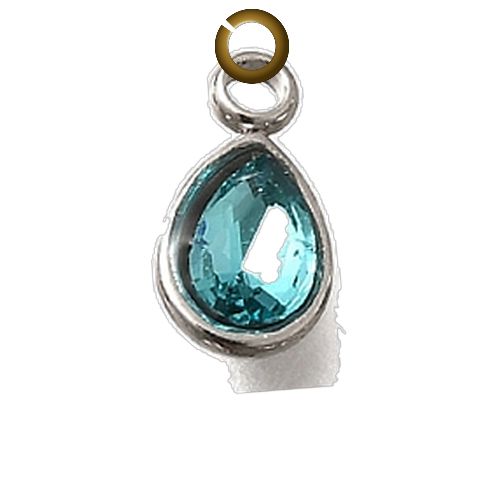 Crystal Teardrop Charm - Aqua charm with jump ring