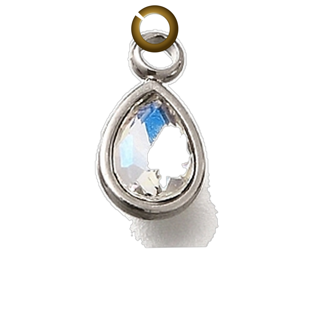 Crystal Teardrop Charm - Clear AB charm with jump ring