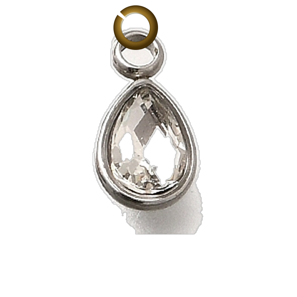 Crystal Teardrop Charm - Clear charm with jump ring