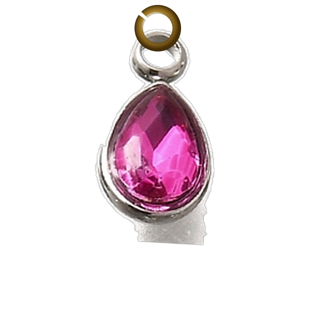 Crystal Teardrop Charm - Fuchsia charm with jump ring