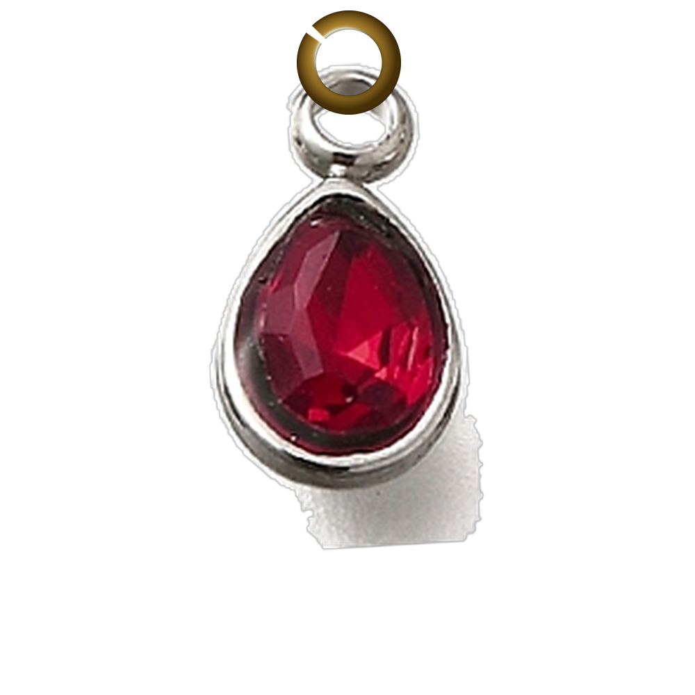 Crystal Teardrop Charm - Red charm with jump ring