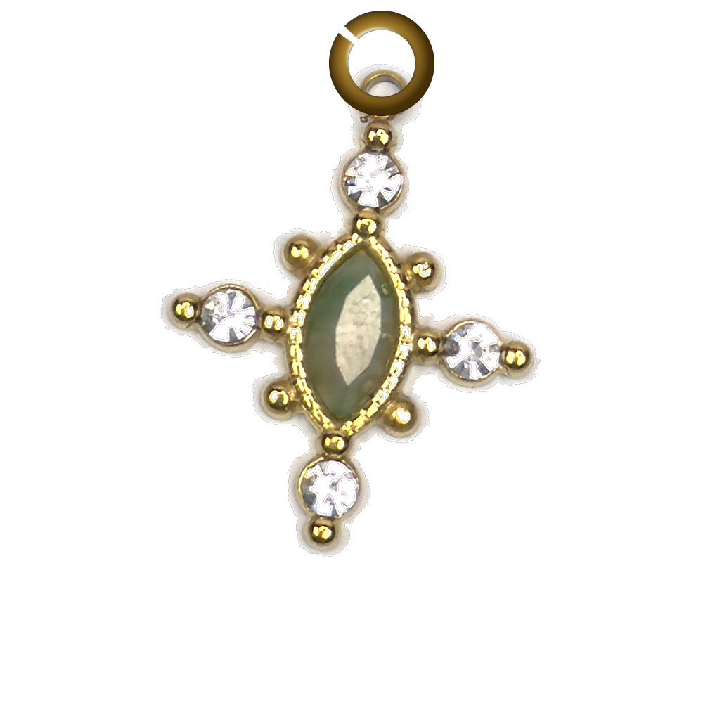 Marquise Cross Charm - Light Green charm with jump ring