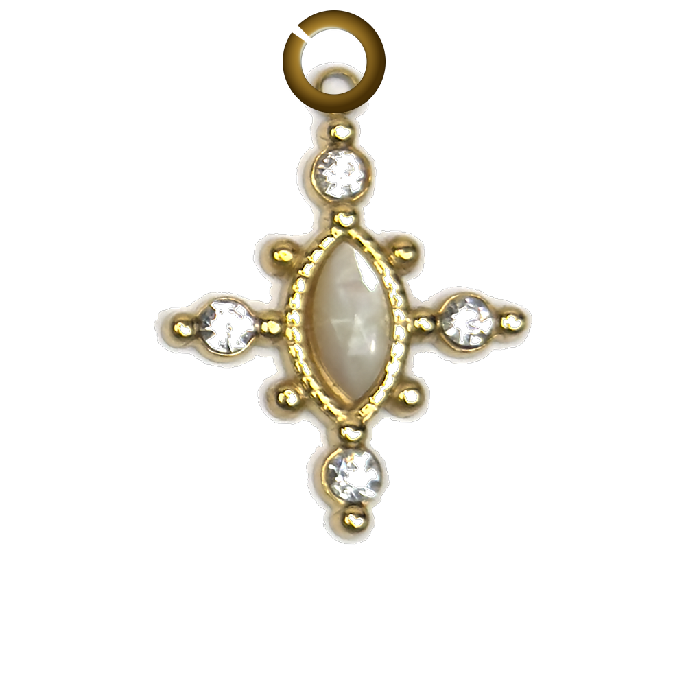Marquise Cross Charm - White charm with jump ring