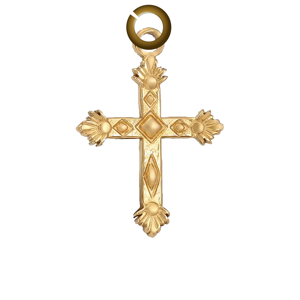 Ornate Cross Charm - Gold charm with jump ring