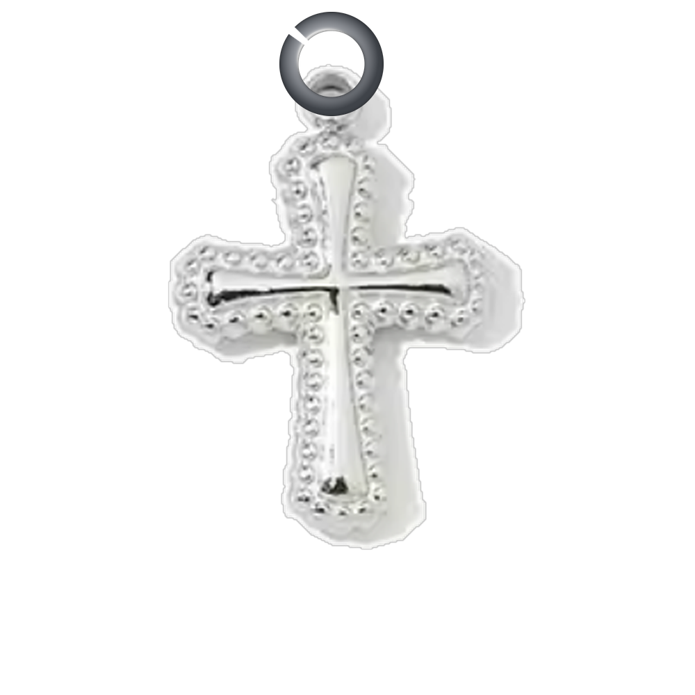 Beaded Cross Charm - Silver charm with jump ring