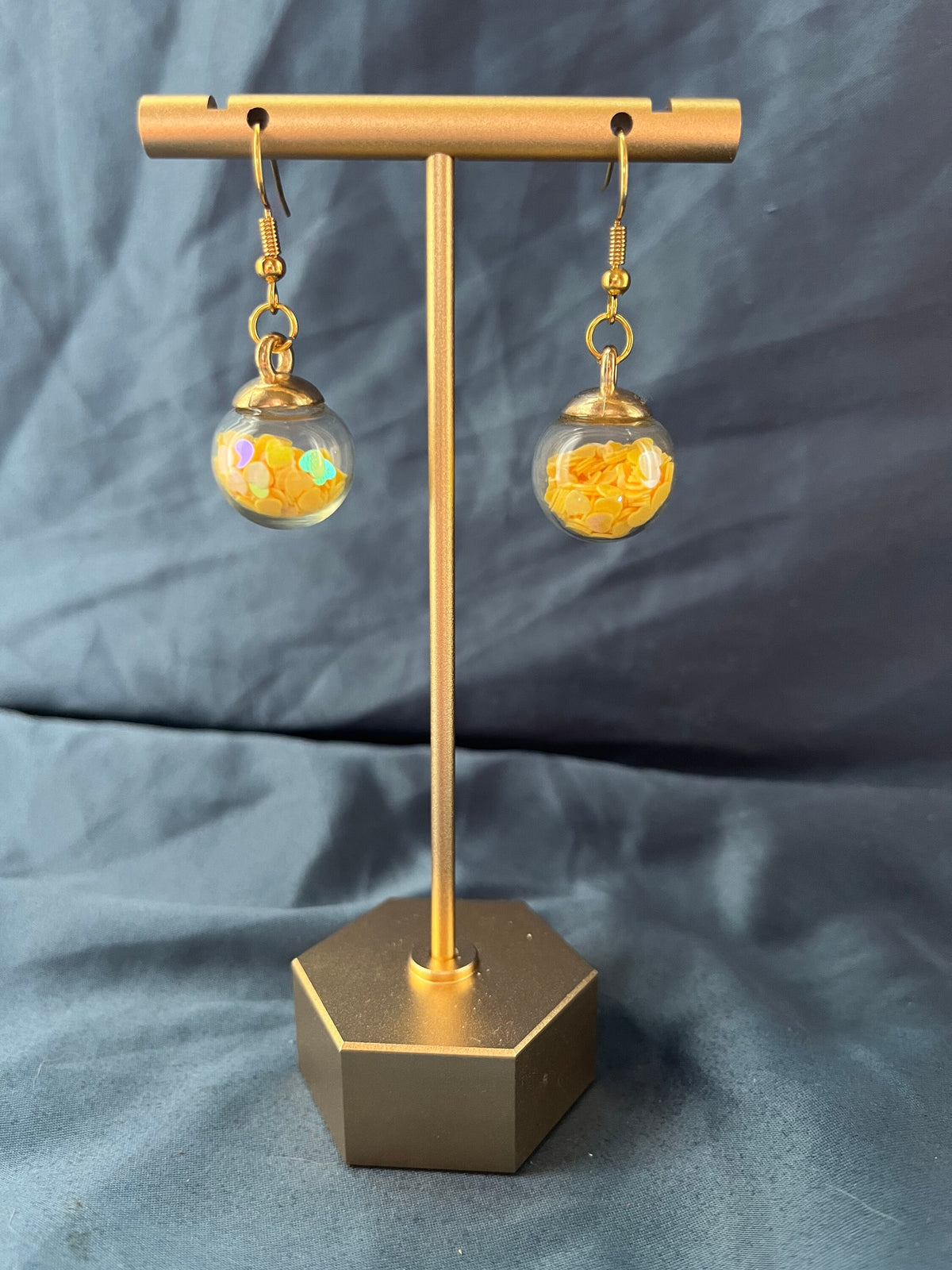 Heart Filled Glass Ball Earrings | Gifts for Daughter | Unique & Fun Earrings | Simple Glass Ball | Heart Confetti | Rave Kandi Jewelry |