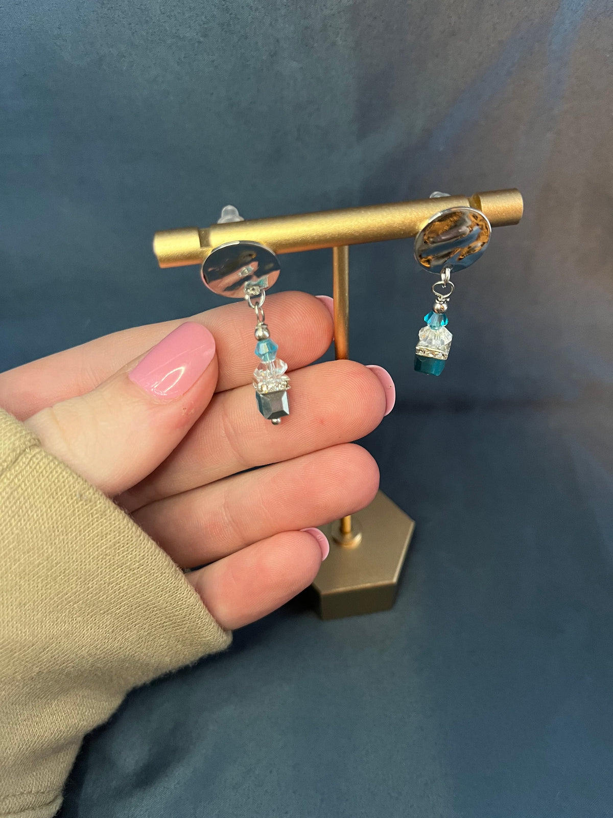 Elegant Blue & Silver Earrings | Women's Earrings | Earrings for Her | Work Earrings | Minimalistic Earrings | Sparkle Sexy Blue Earrings
