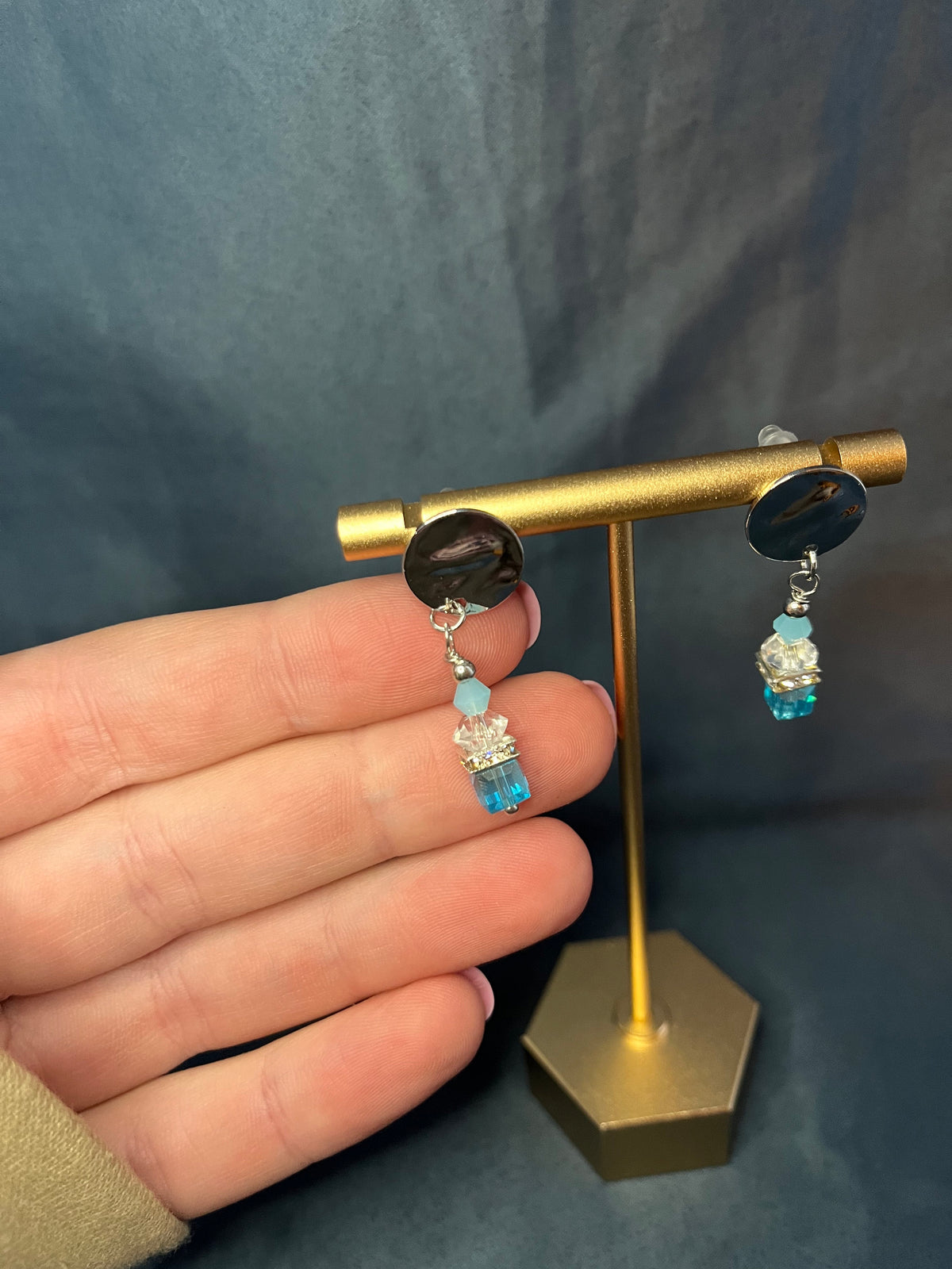 Elegant Blue & Silver Earrings | Women's Earrings | Earrings for Her | Work Earrings | Minimalistic Earrings | Sparkle Sexy Blue Earrings
