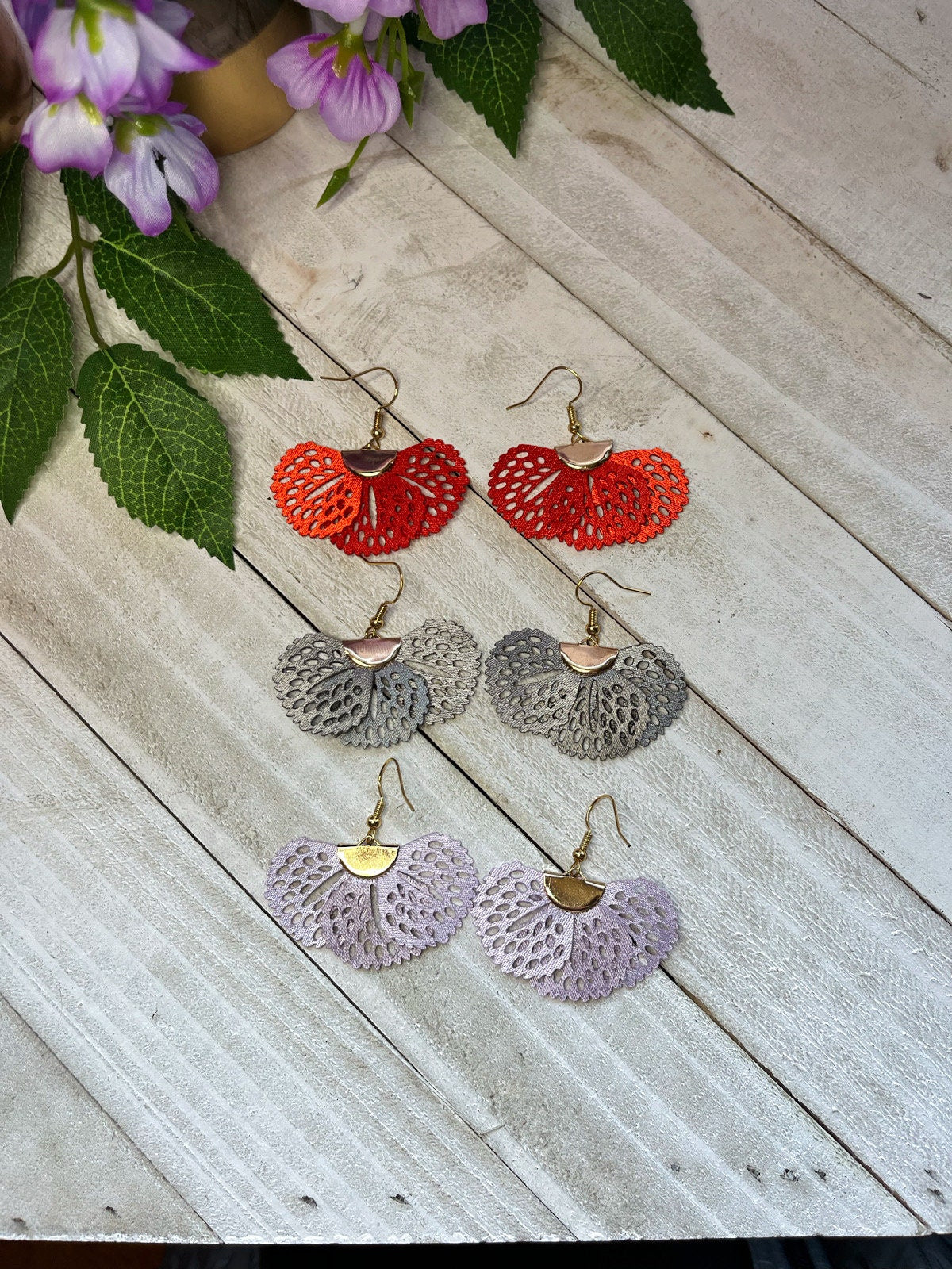 Faux Leather Fan Shape Tassel Earrings | Tassel Silk Fan Earrings | Gold Earrings for Women | Fringe Tassel Earrings Colorful | Suede Fan |