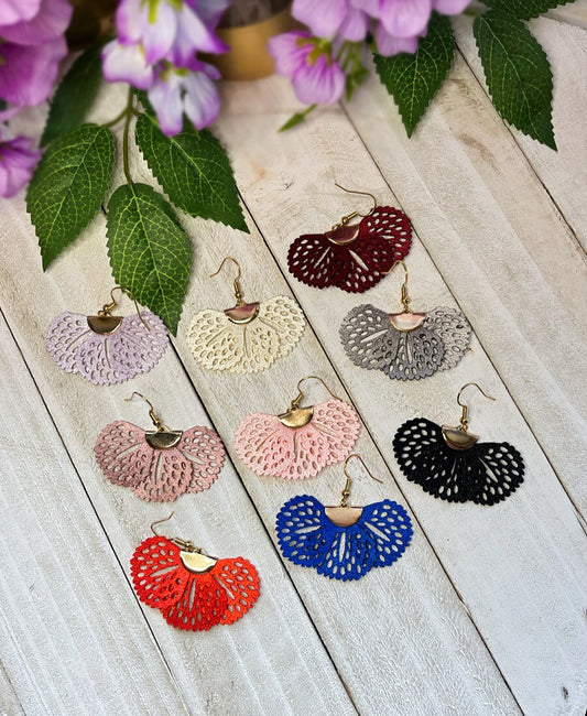 Faux Leather Fan Shape Tassel Earrings | Tassel Silk Fan Earrings | Gold Earrings for Women | Fringe Tassel Earrings Colorful | Suede Fan |