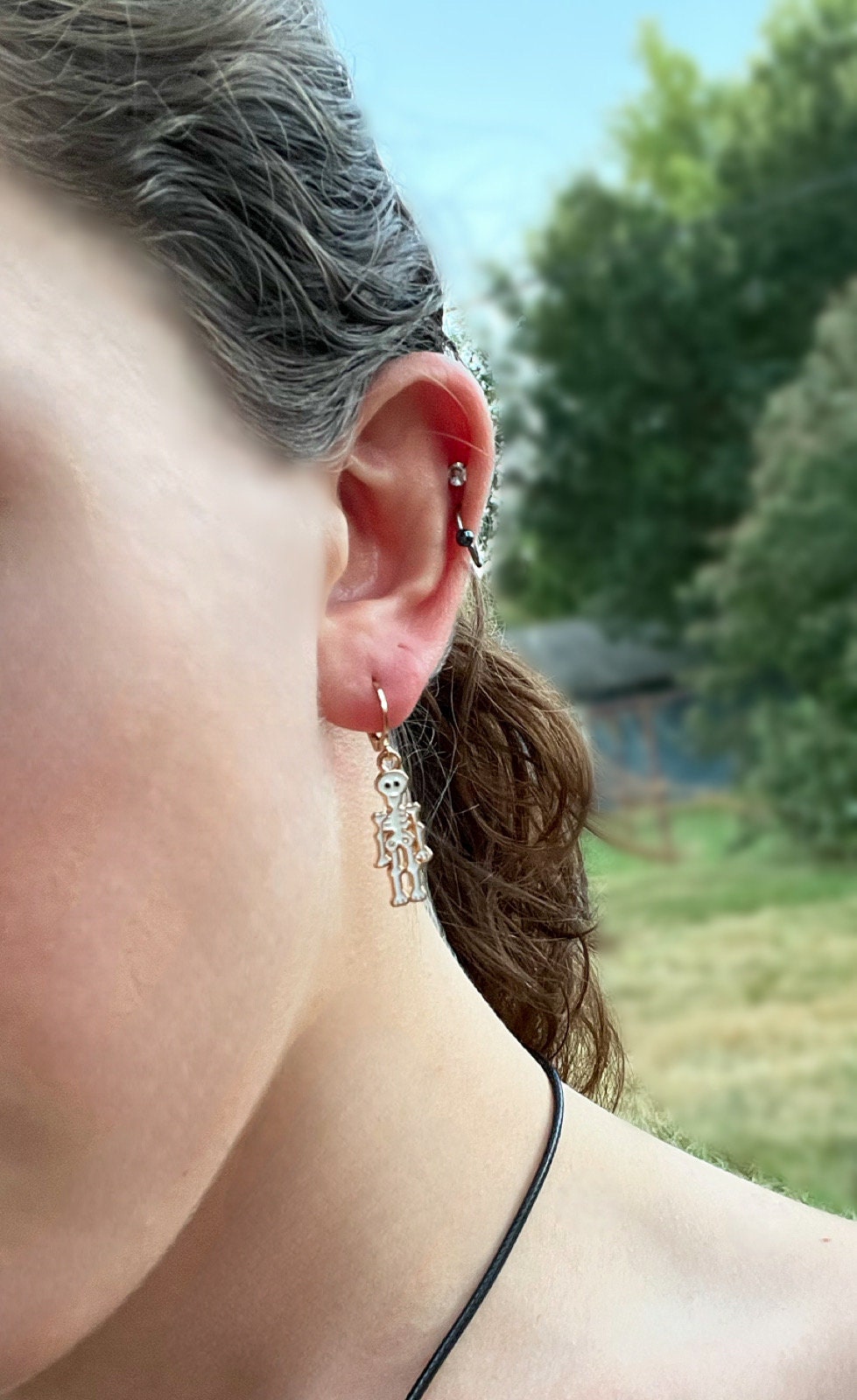 Gold Skeleton Huggie Hoop Earrings | Dainty Minimal Earrings | Fall Halloween Skeleton Earrings | Gold Jewelry | Stainless Steel
