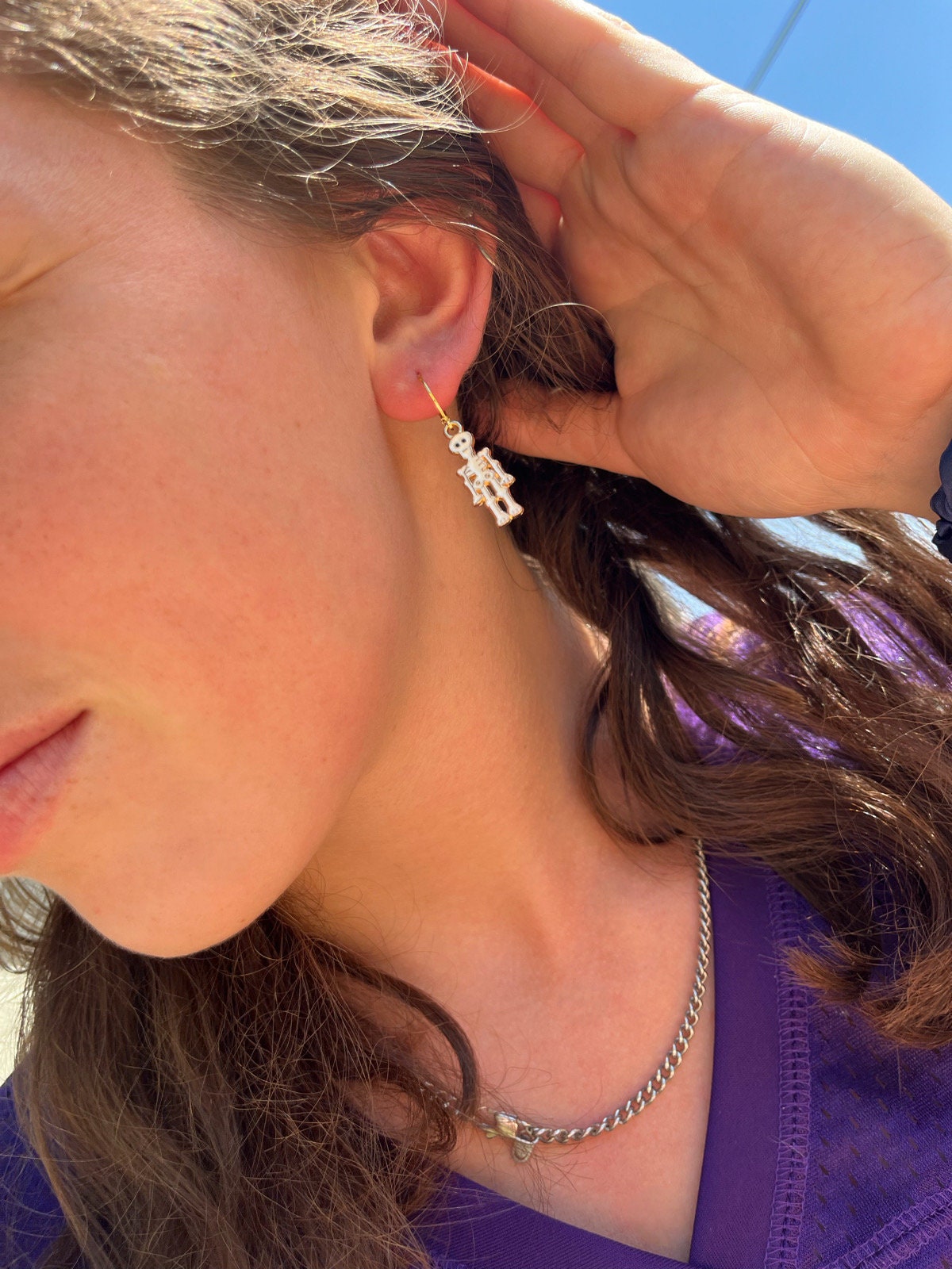 Gold Skeleton Huggie Hoop Earrings | Dainty Minimal Earrings | Fall Halloween Skeleton Earrings | Gold Jewelry | Stainless Steel