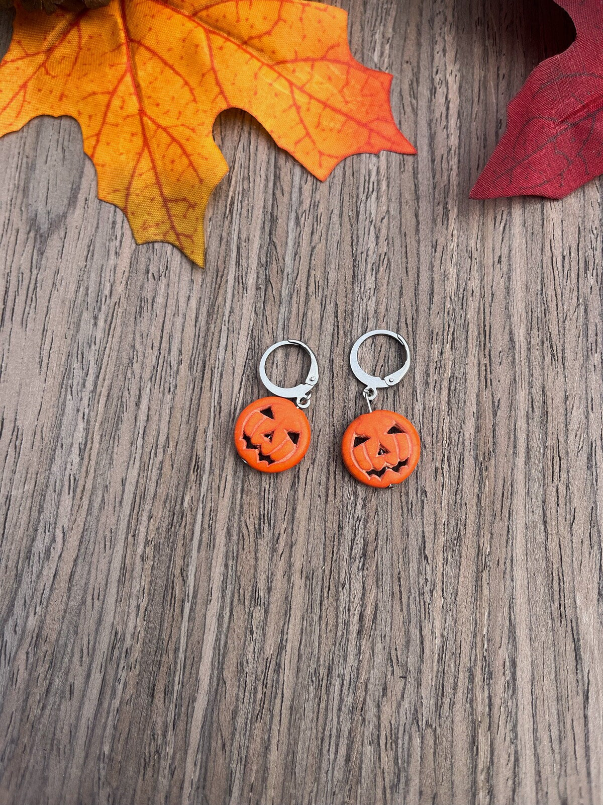 Pumpkin Skeleton Huggie Hoop Earrings | Minimalist Earrings Halloween | Stainless Steel | Lightweight Stackable Earrings | Costume Jewelry |