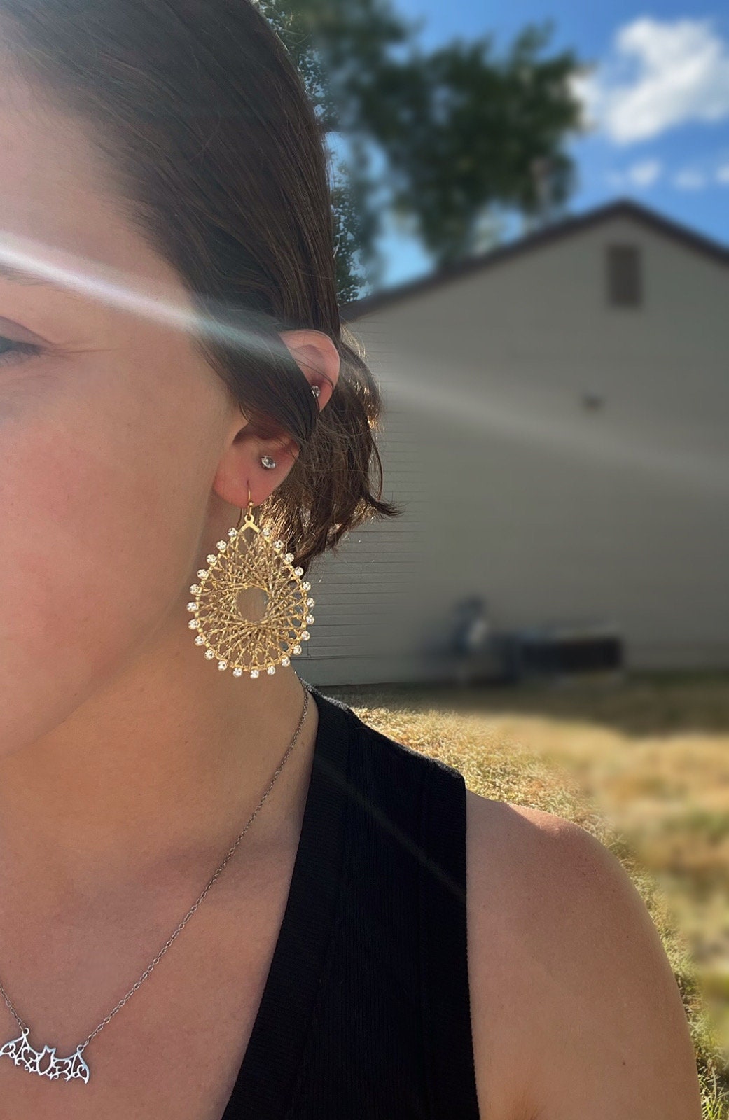 Woven Teardrop Earrings | Sparkle Elegant Thread Woven Earrings for Women | Fall Autumn Beige Tan Earrings | Gifts for Women | Maximalist