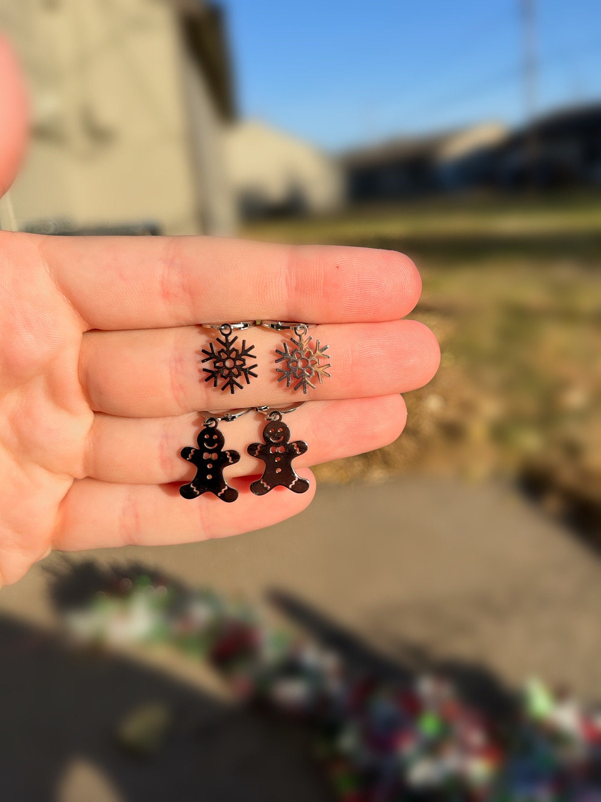 Stainless Steel Gingerbread or Snowflake Huggie Hoop Earrings | Winter Christmas Holiday Minimalist Earrings | Stackable Joyful Cheer |