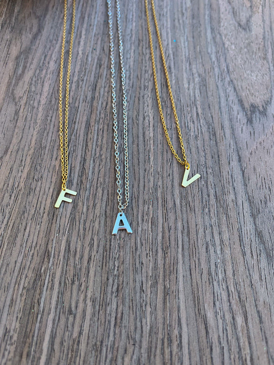 Stainless Steel Initial Necklace | Letter Initial | Gold or Silver | Gifts for Her | Dainty Layer-able Chain Necklace Women | Non-Tarnish |