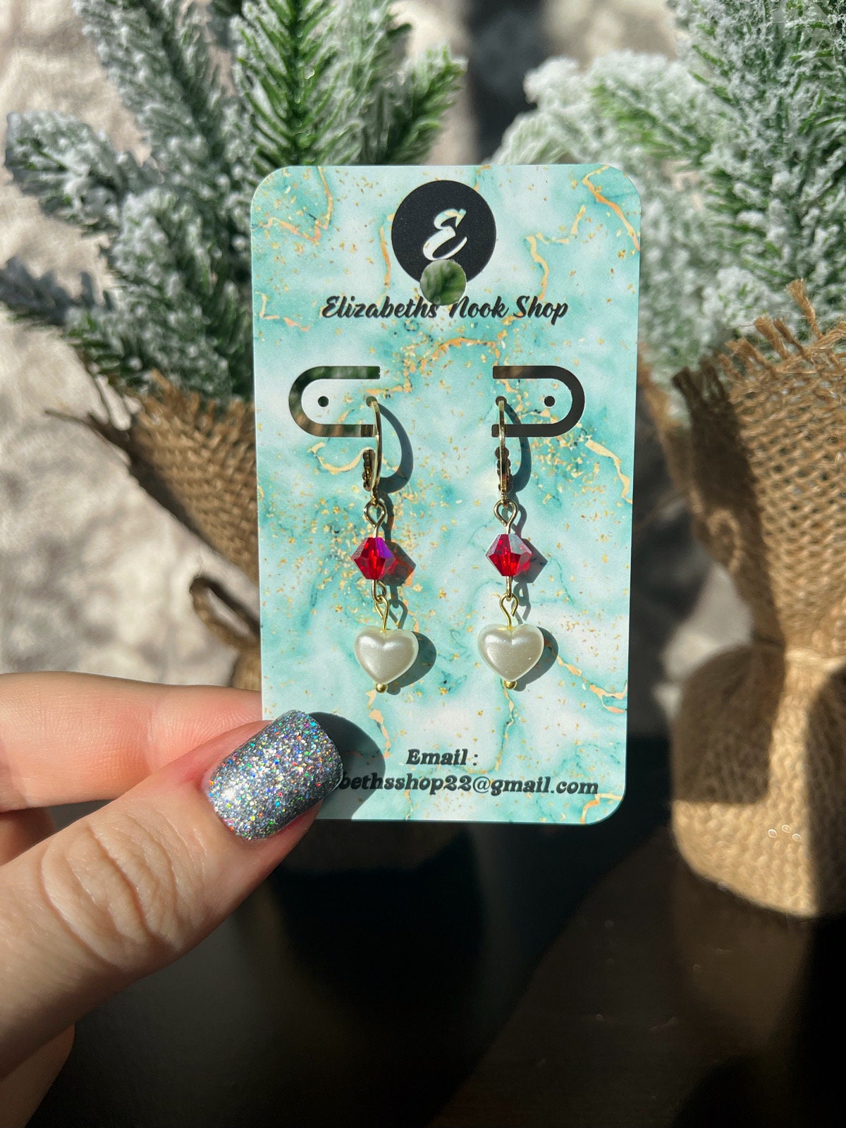 Pearl Heart Huggies | Elegant Earrings for Women | Valentine's Day Earrings | Red White Pearl Bead Earrings | Classy Stylish Huggie Hoop |