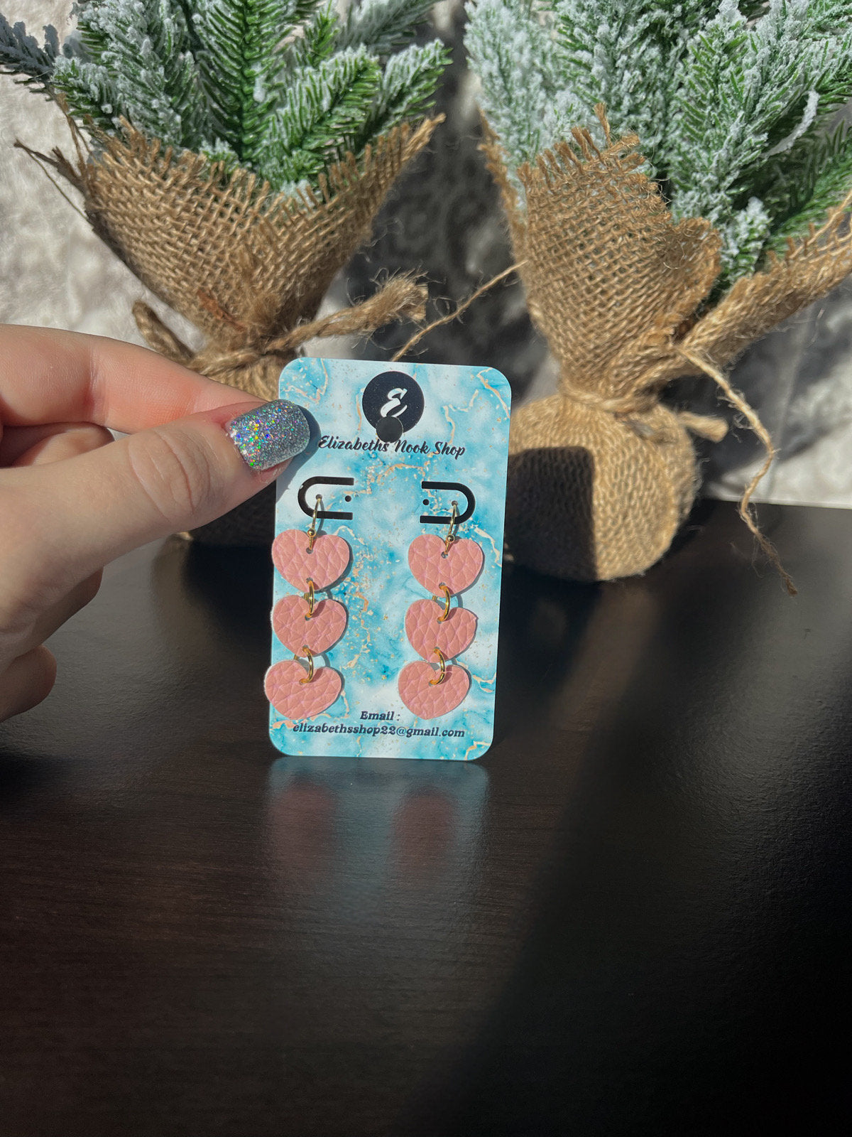 Heart Stack Dangles | Faux Leather Pink Heart Dangle Earrings | Lightweight Hearts | Valentine's Day | Love Hearts Gifts for Women | Happy |
