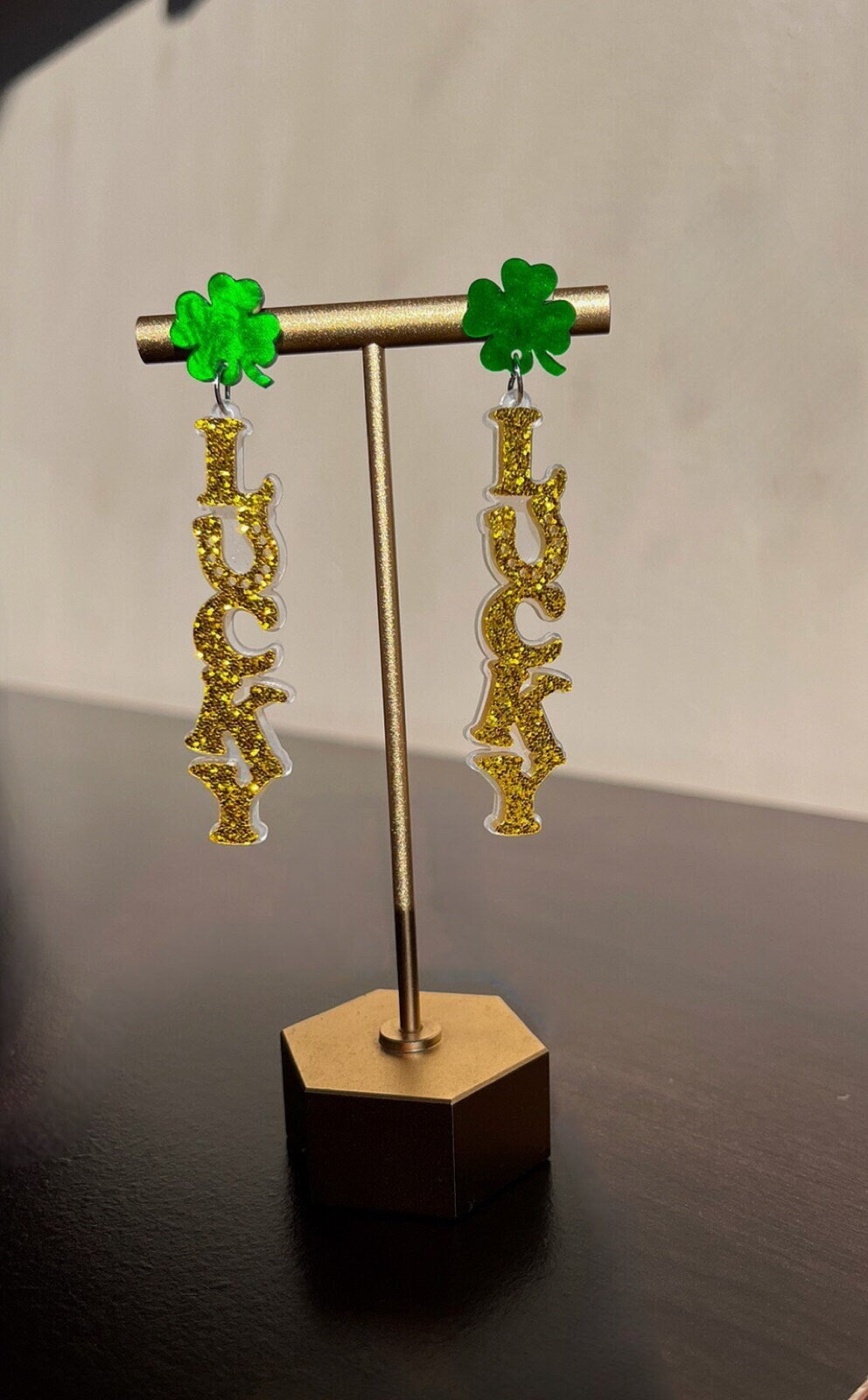 Lucky St. Patrick’s Day Earrings | Dangle Lucky Earrings | Green Gold Irish Festive | Saint Patrick’s Day | Lucky Horseshoe Dangle Drop |