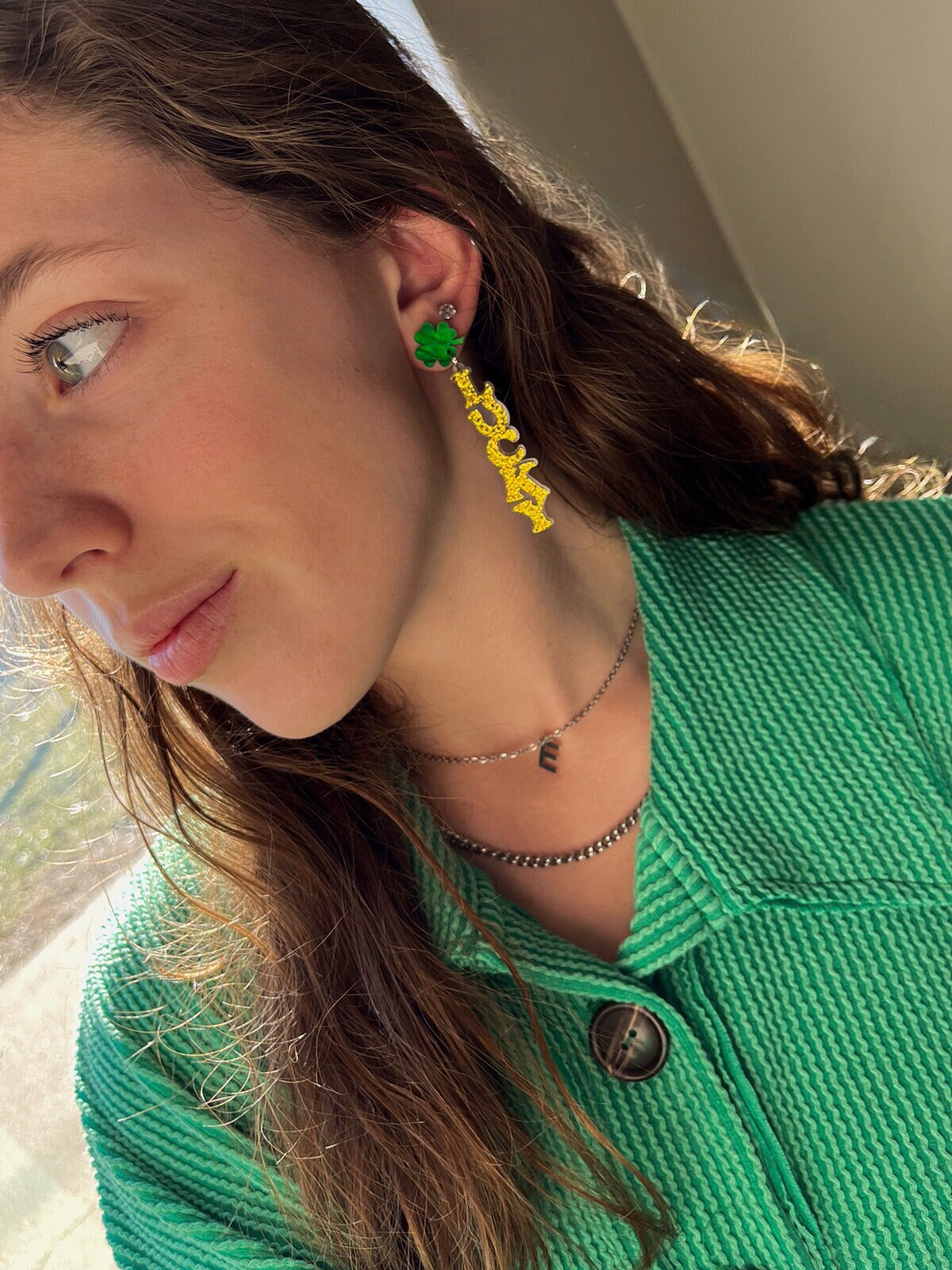 Lucky St. Patrick’s Day Earrings | Dangle Lucky Earrings | Green Gold Irish Festive | Saint Patrick’s Day | Lucky Horseshoe Dangle Drop |