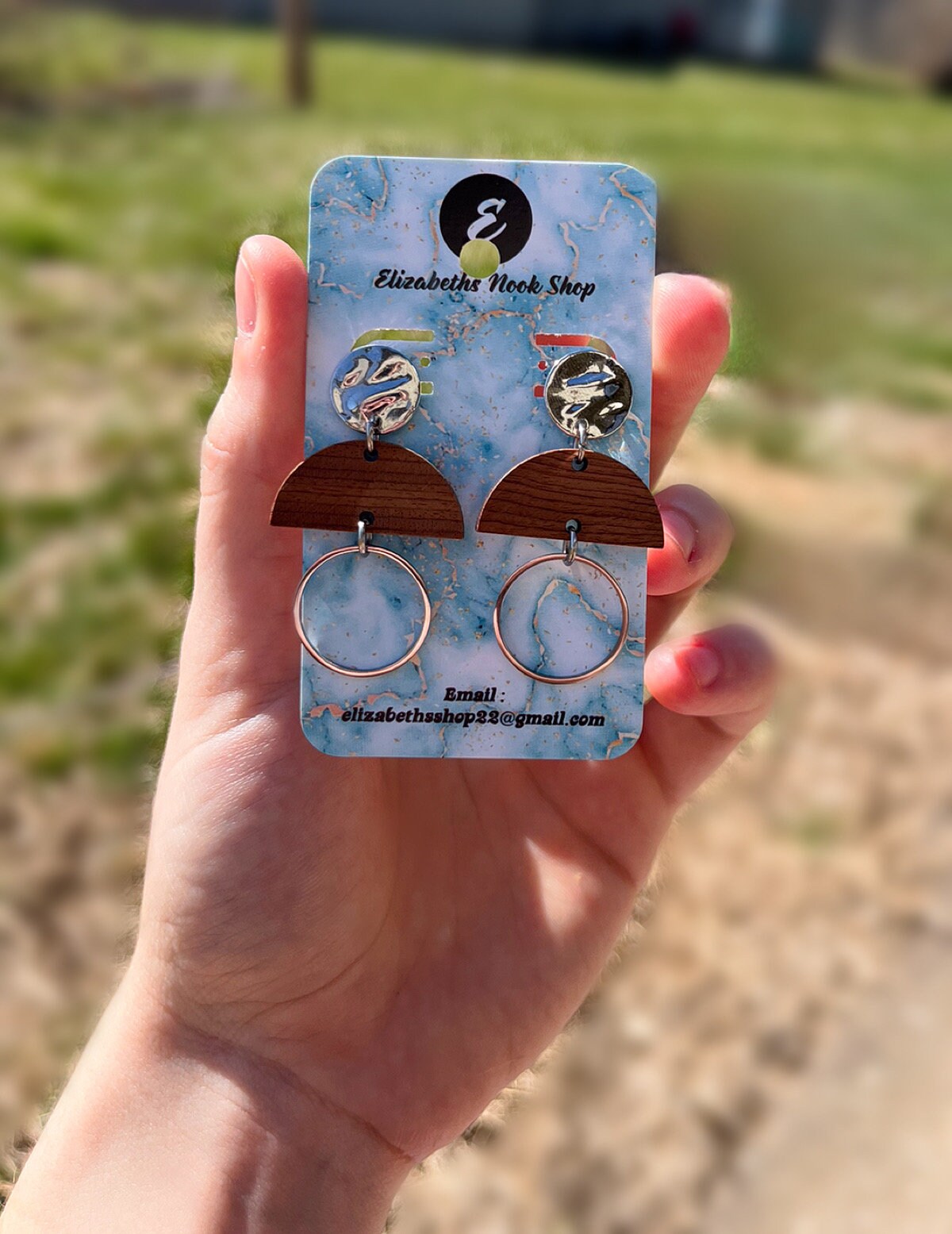 Abstract Stainless Steel Wood Earrings | Abstract Circle Earrings | Statement Dangle Earrings | Stainless Steel Earrings | Lightweight |