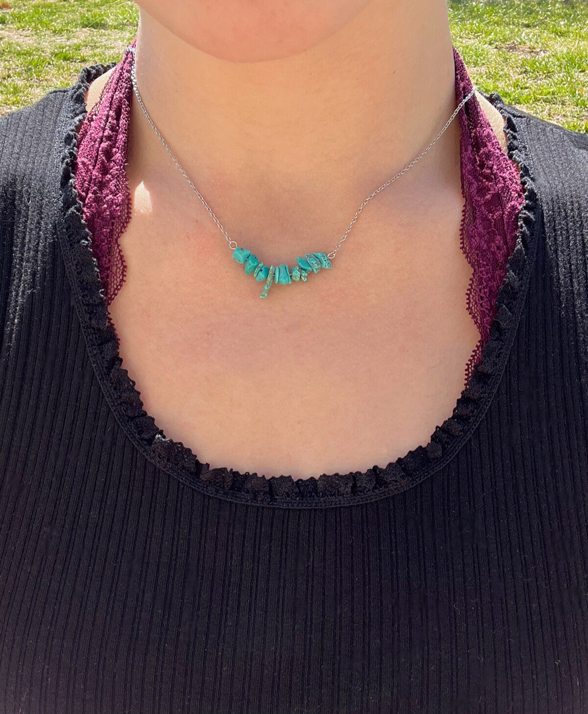 Custom Crystal Shell Stone Chip Necklace | Custom Length Necklace for Women | Layer Stacking Necklace | Dainty Chain Necklace | Shell Stone