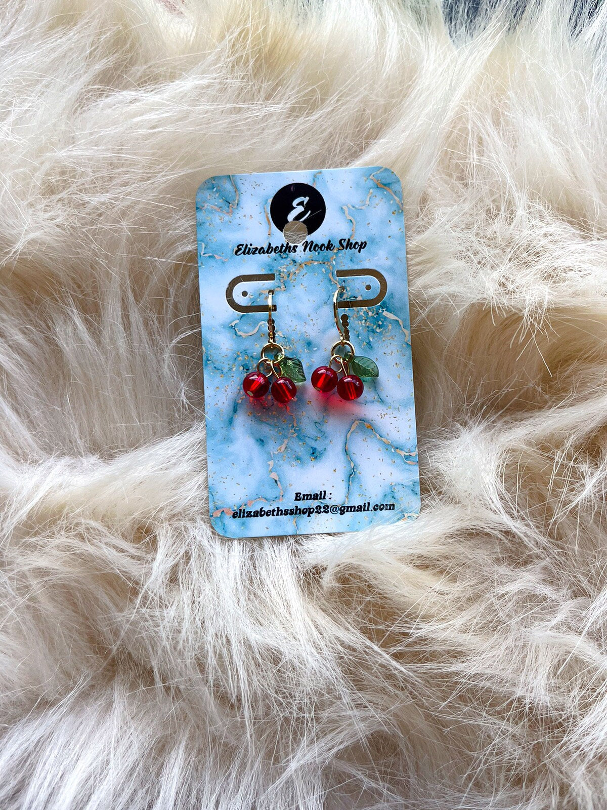 Cherry Huggies | Glass Cherry Huggie Earrings | Gold Beaded Earrings | Summer Fruity Earrings for Women | Dainty Small Jewelry |