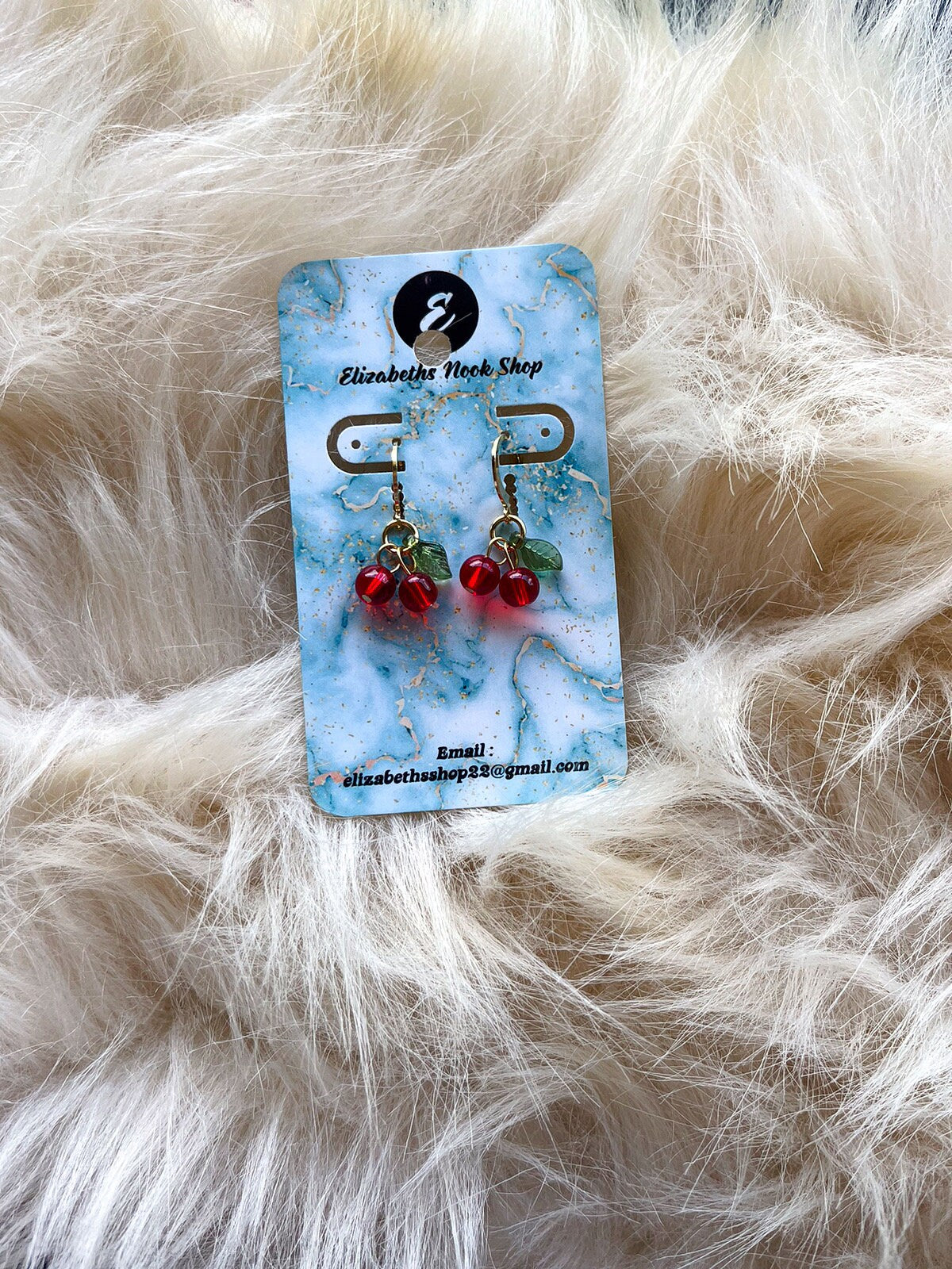 Cherry Huggies | Glass Cherry Huggie Earrings | Gold Beaded Earrings | Summer Fruity Earrings for Women | Dainty Small Jewelry |