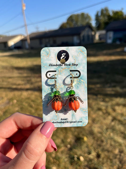 Fall Pumpkin Huggies | Fall Doily Pumpkin Earrings | Gold Jewelry | Autumn Fall Cottage Core Jewelry | Earrings for Women | Lightweight |