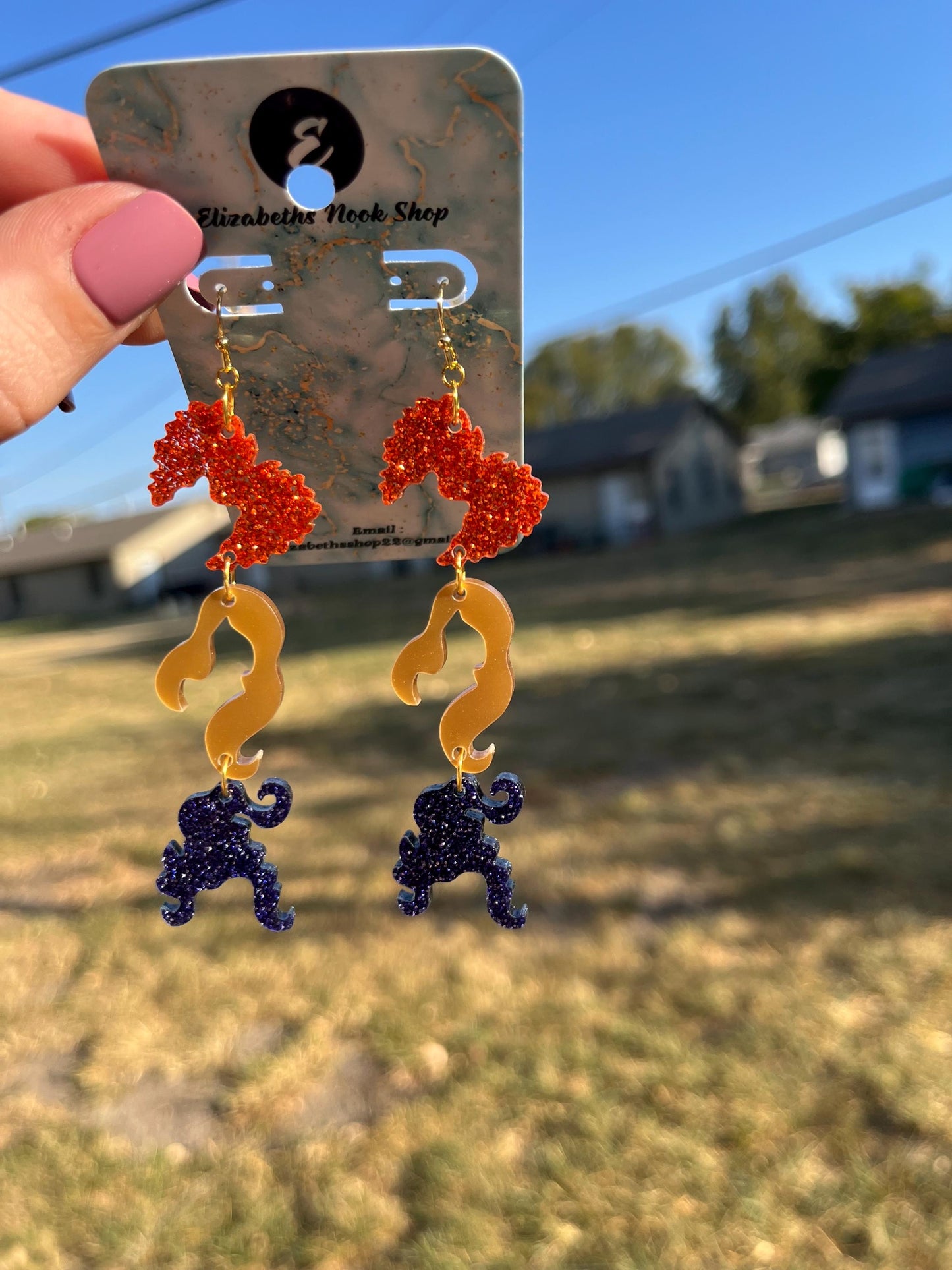 Sanderson Sister Inspired Earrings | Acrylic Earrings | Glotter Acrylic Earrings | Halloween Earrings | Dangle Acrylic Earrings |