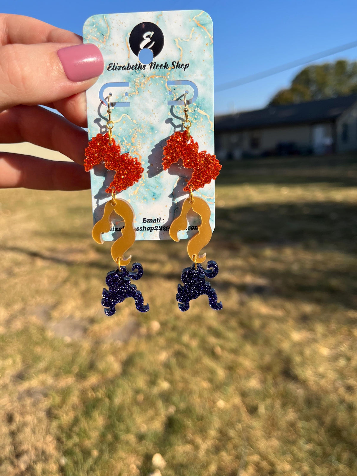 Sanderson Sister Inspired Earrings | Acrylic Earrings | Glotter Acrylic Earrings | Halloween Earrings | Dangle Acrylic Earrings |