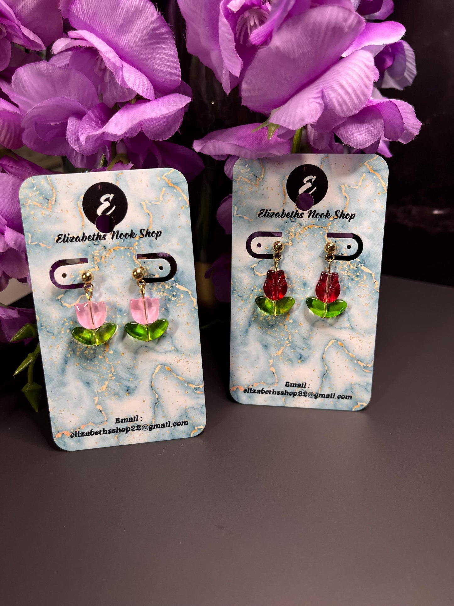 Dainty Tulip Earrings | Minimalist Jewelry | Small Lightweight Earrings Women | Tulip Rose Earrings | Spring Valentines Gifts for Women |