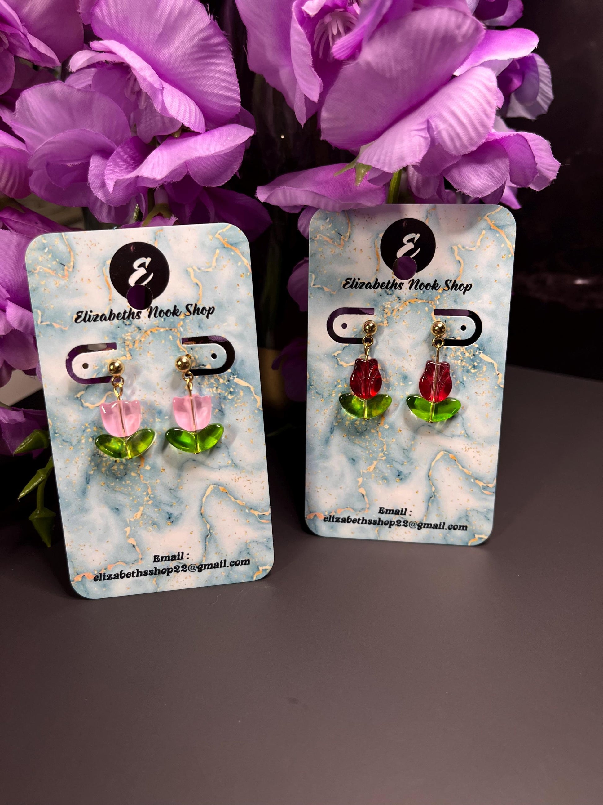 Dainty Tulip Earrings | Minimalist Jewelry | Small Lightweight Earrings Women | Tulip Rose Earrings | Spring Valentines Gifts for Women |