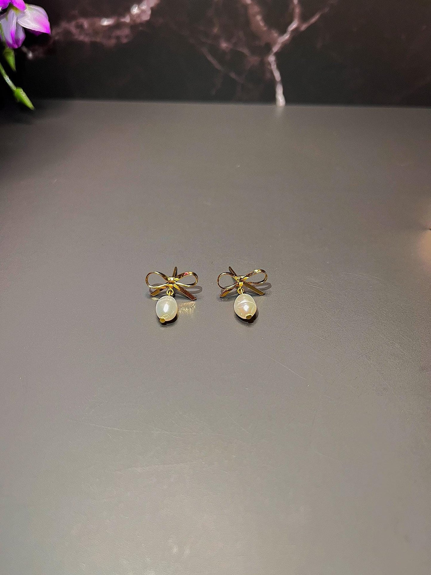 Freshwater Pearl Earrings | 18k Gold Filled Earrings | Coquette Bow Aesthetic | Gold Jewelry | Minimalist Earrings for Women | Pearl Bows |