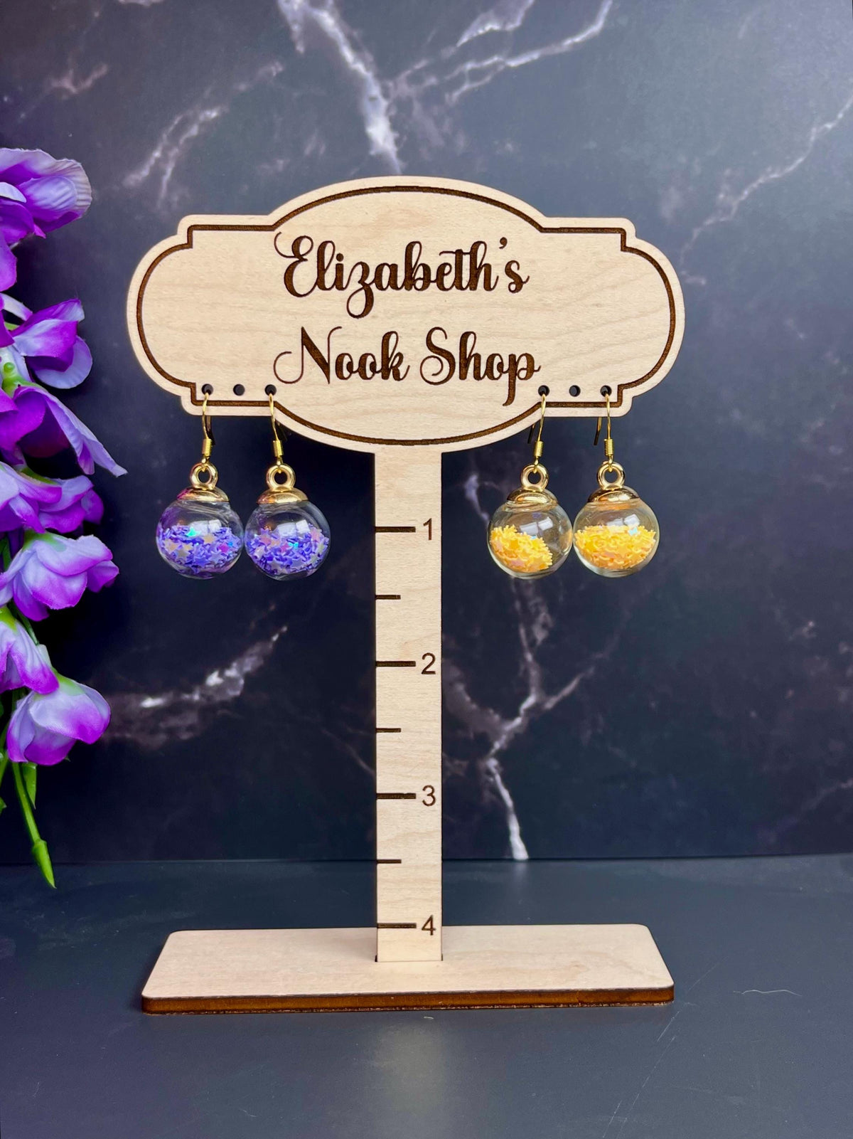 Star Filled Glass Ball Earrings | Gifts for Her | Gifts for Daughters | Simple Gold Design | Star Confetti | Unique and Fun | Kandi Jewelry