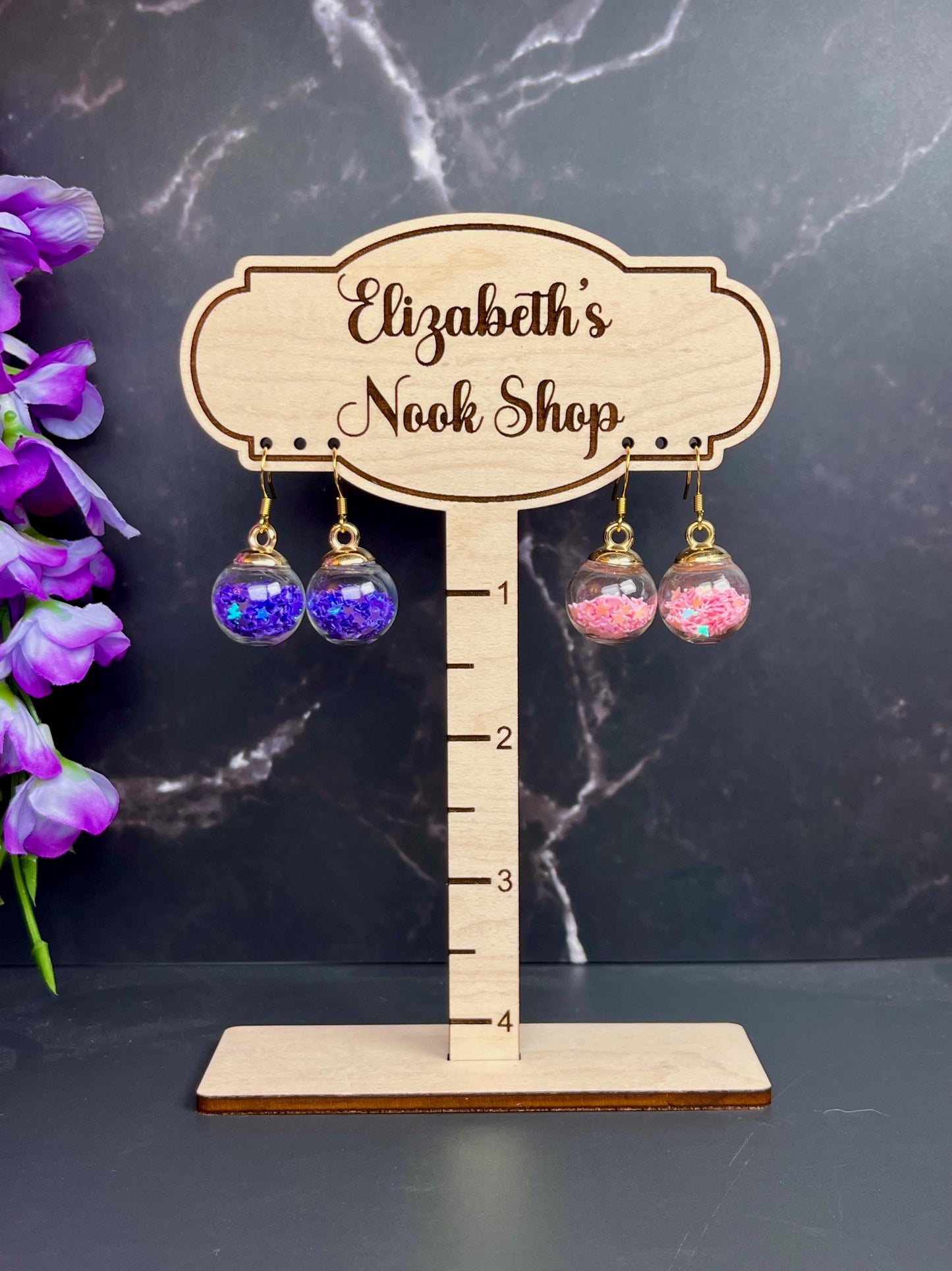 Star Filled Glass Ball Earrings | Gifts for Her | Gifts for Daughters | Simple Gold Design | Star Confetti | Unique and Fun | Kandi Jewelry