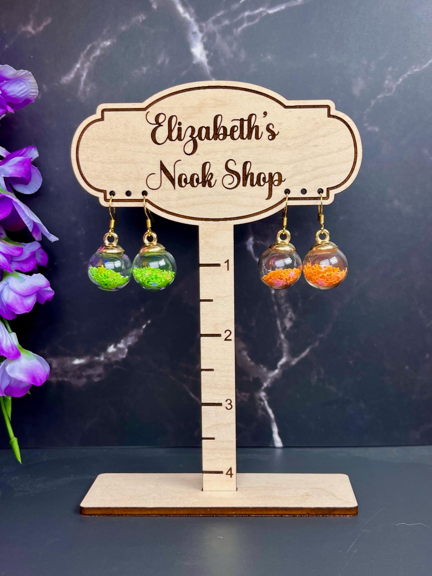Star Filled Glass Ball Earrings | Gifts for Her | Gifts for Daughters | Simple Gold Design | Star Confetti | Unique and Fun | Kandi Jewelry