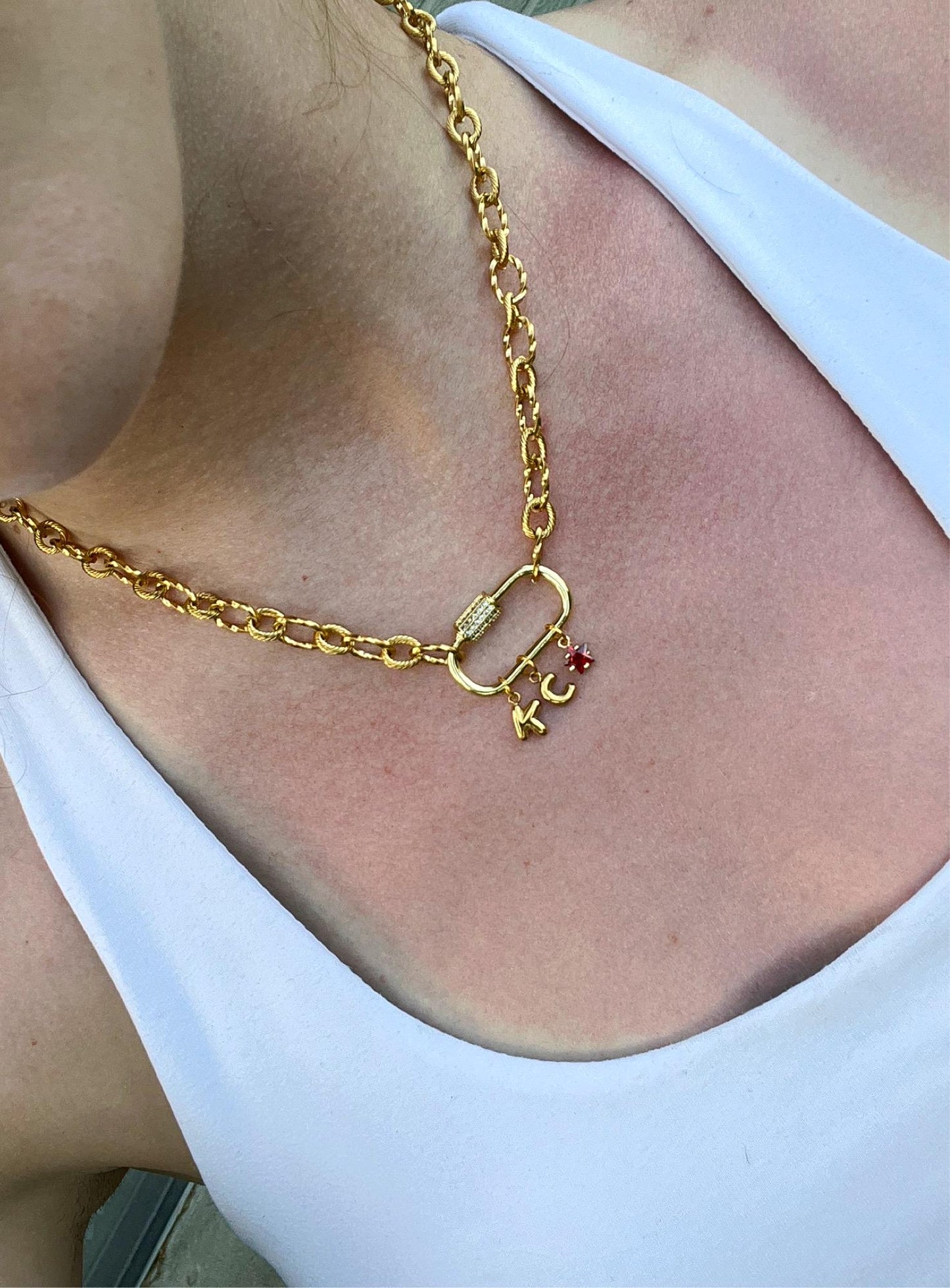 18k Gold Plated Stainless Steel Charm Necklace | Kansas City Inspired Charm Necklace | Gift Ideas for KC Sports Fans | Chiefs Inspired |