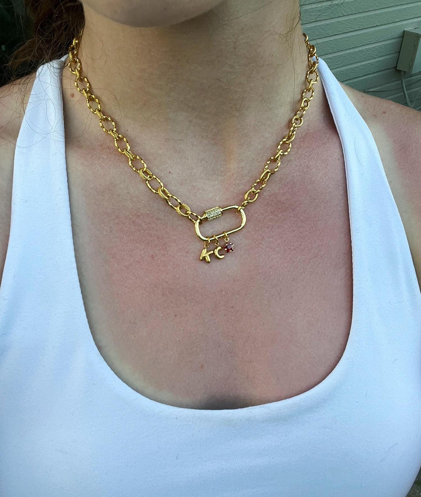 18k Gold Plated Stainless Steel Charm Necklace | Kansas City Inspired Charm Necklace | Gift Ideas for KC Sports Fans | Chiefs Inspired |