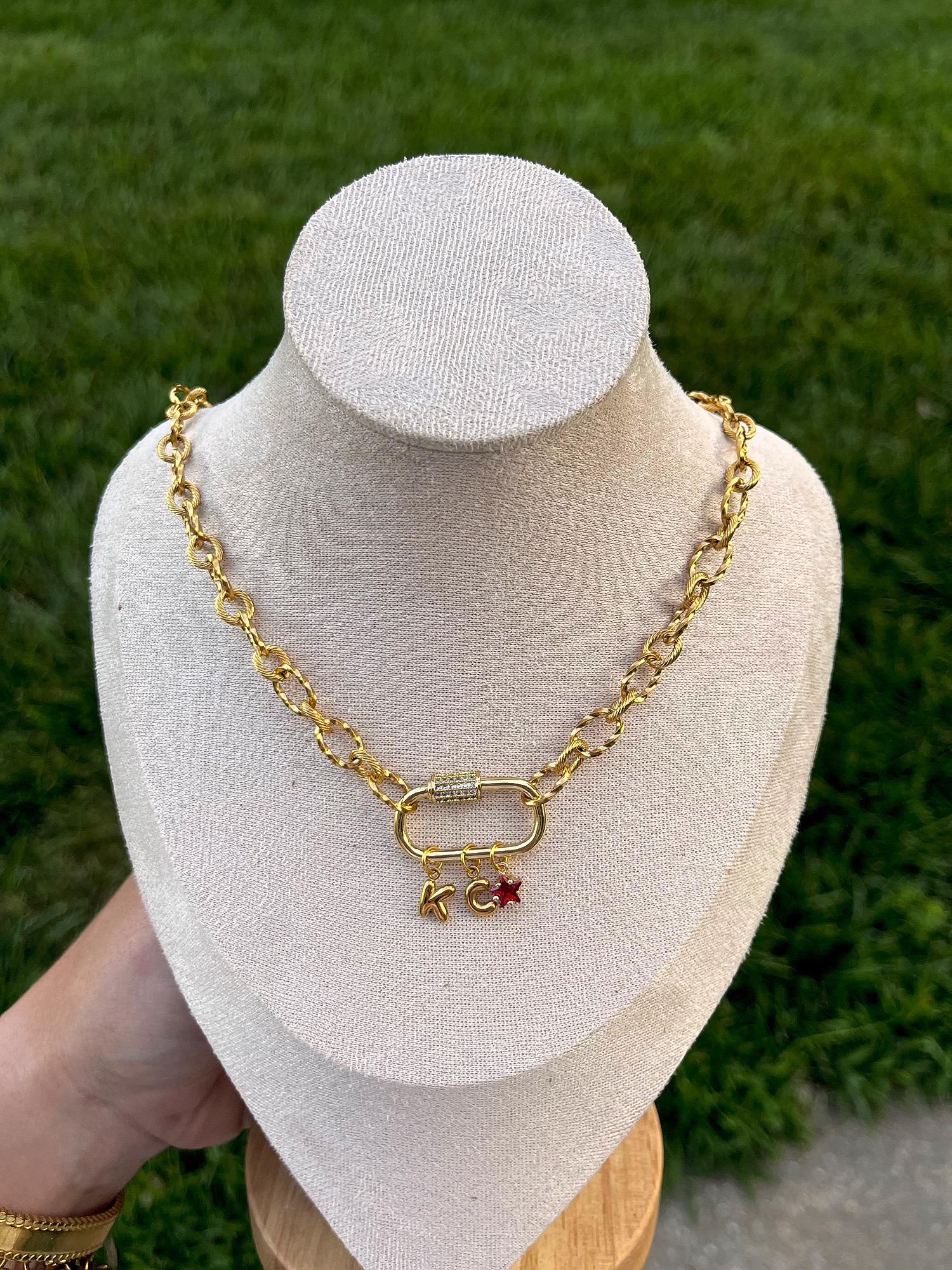18k Gold Plated Stainless Steel Charm Necklace | Kansas City Inspired Charm Necklace | Gift Ideas for KC Sports Fans | Chiefs Inspired |