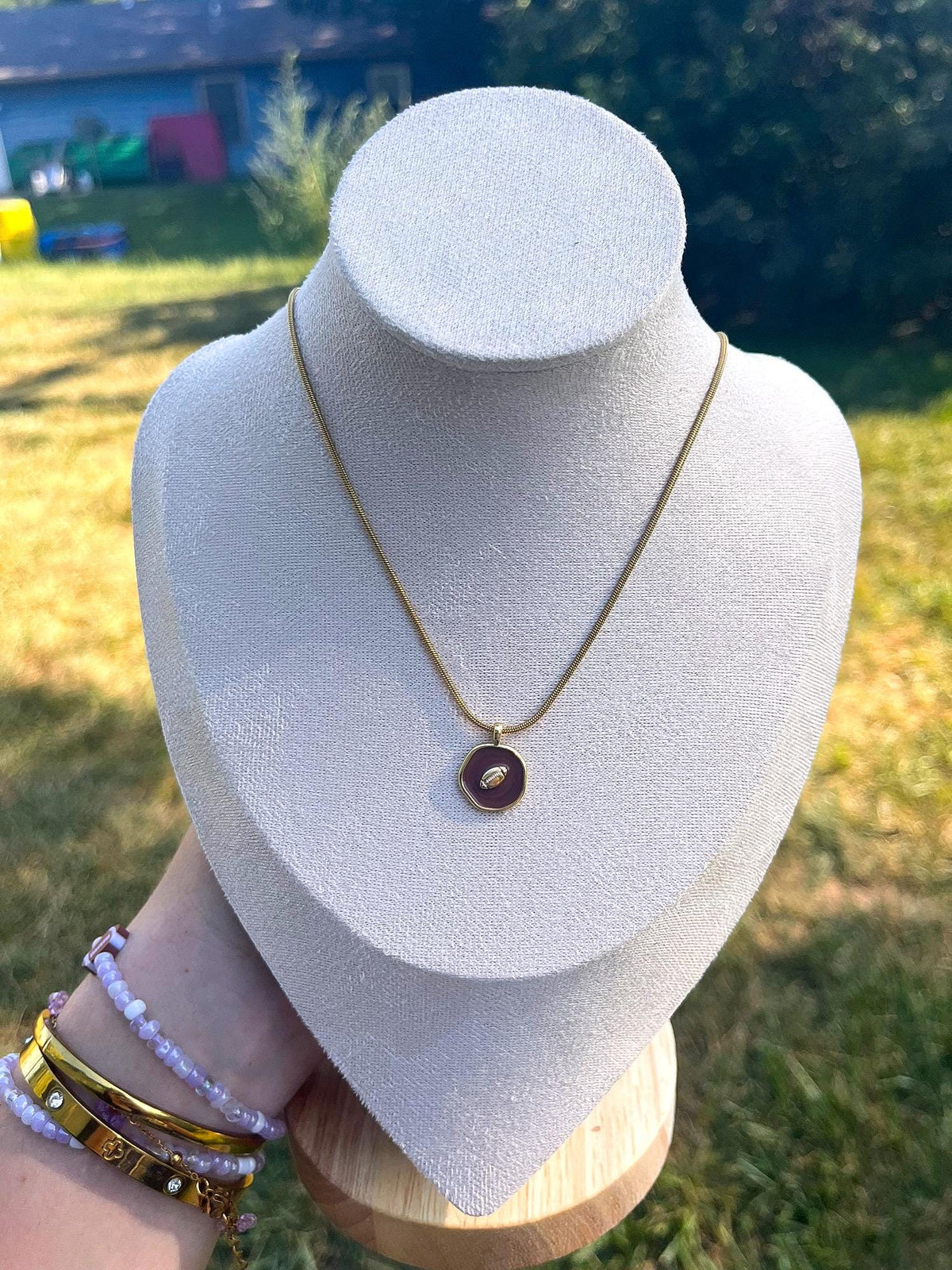 Stainless Steel Football Charm Necklace | Dainty Football Charm | Football Game Pendant Necklace | Snake Chain | Gifts for Football Fans |